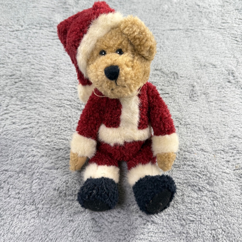 Boyds Bears Santa Teddy Bear Plush Red White Small Excellent Holiday Decor